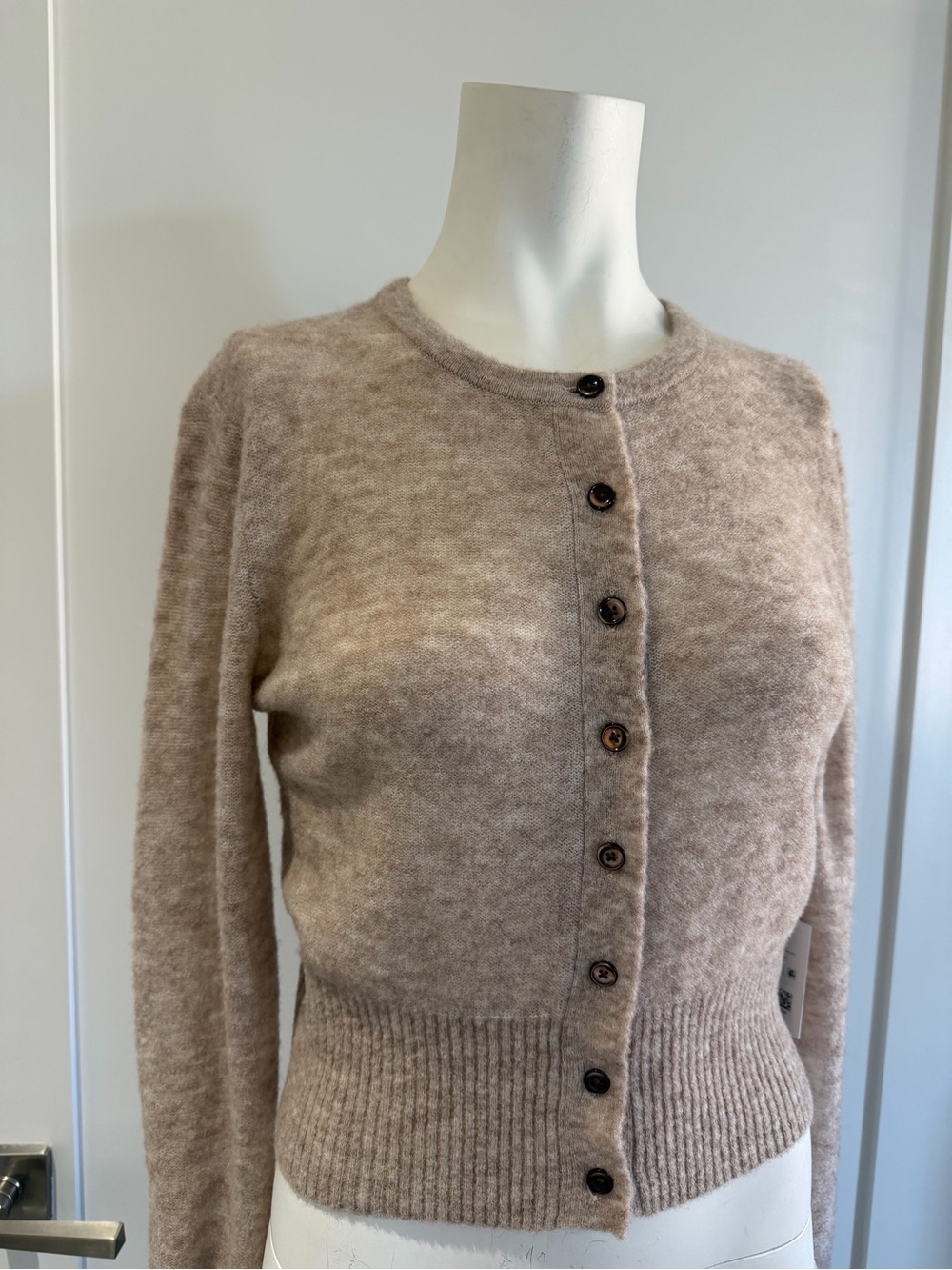 American Eagle, AE 77, Women's Button-Front Cardigan - Taupe, Beige, Wool